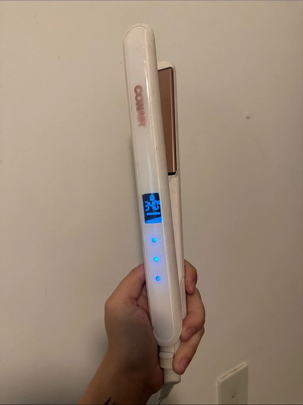 Conair White Ceramic Hair Straightener with Digital Display